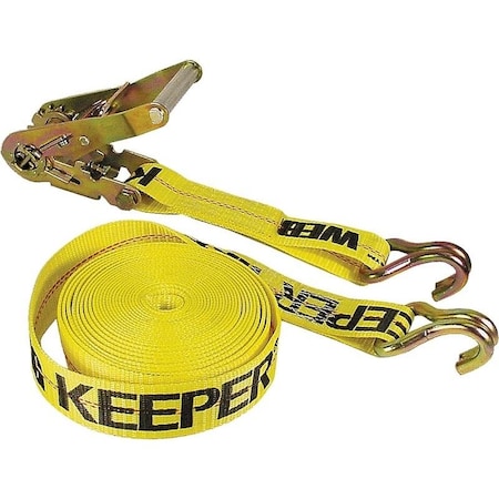 0 TieDown, 2 In W, 40 Ft L, Polyester, Yellow, 3333 Lb, JHook End Fitting, Steel End Fitting